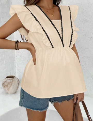 Cămașă cu mânecă scurtă Shein, crem