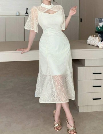 Rochie midi Shein DAZY, crem