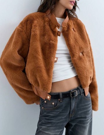 Jachetă de blană Shein, maro