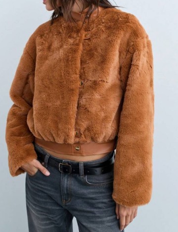 Jachetă de blană Shein, maro