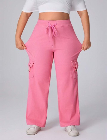 Pantaloni Shein Curve+, roz