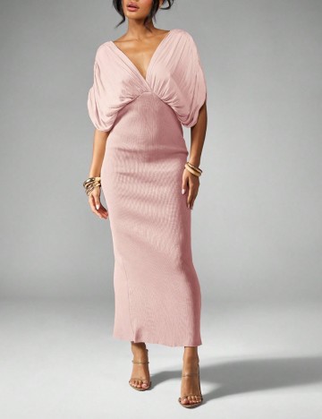Rochie maxi Shein Missguided, roz prafuit