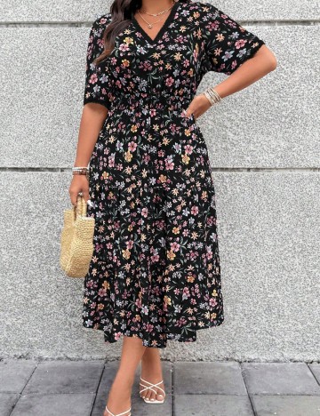 Rochie midi Shein Curve+, mix culori