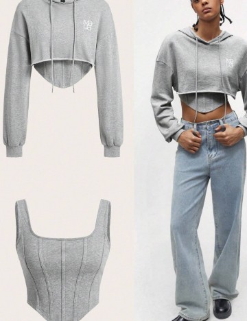 Set hanorac și top Shein, gri