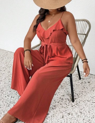 Salopetă lungă Shein Curve+, cărămiziu