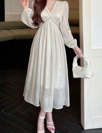 Rochie midi DAZY / LESS by SHEIN, bej