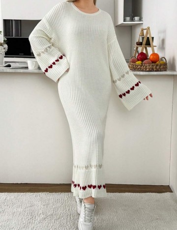 Rochie tricotată Shein Curve+, crem