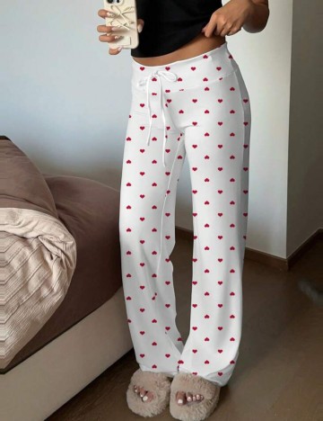 Pantaloni de pijama Shein, alb