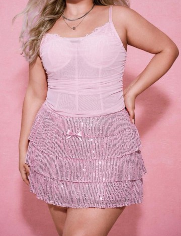 Fustă mini Shein Curve+, roz