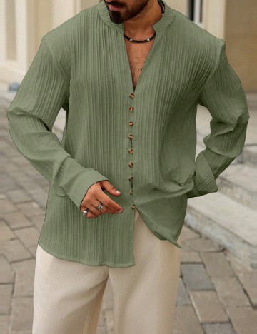 Cămașă Shein MANFINITY, verde