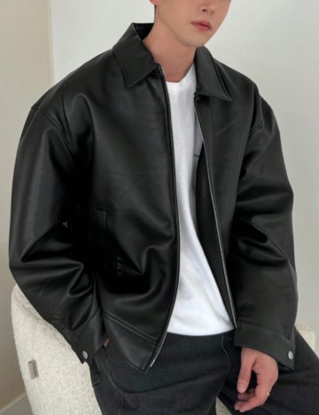 Jachetă imitație de piele Shein DAZY, negru