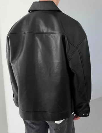 Jachetă imitație de piele Shein DAZY, negru