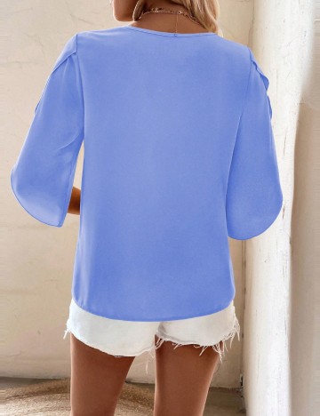 Cămașă cu mânecă scurtă Shein, albastru