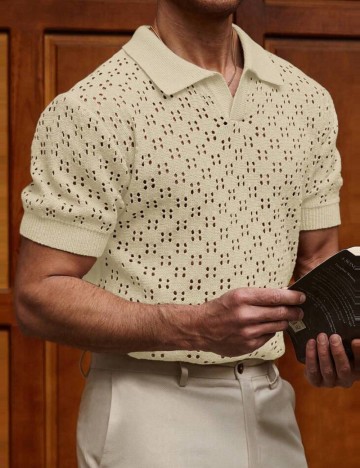 Pulover cu mânecă scurtă Shein, bej