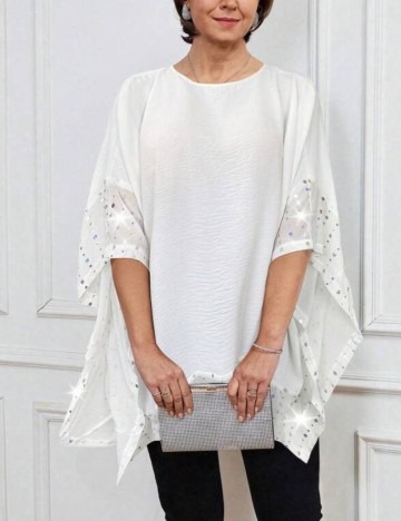 Cămașă cu mânecă scurtă Shein, alb