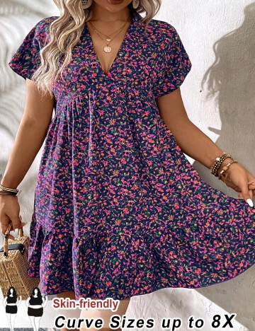 Rochie mini Shein Curve+, mix culori