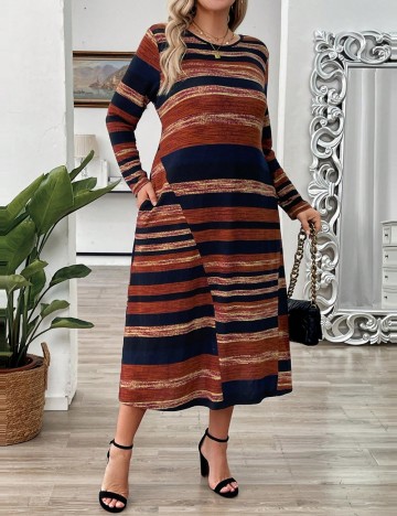 Rochie midi Shein Curve+, mix culori