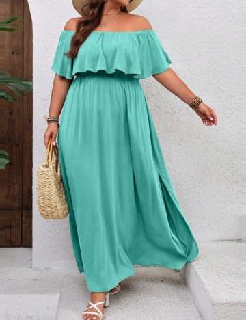 Rochie maxi Shein Curve+, turcoaz