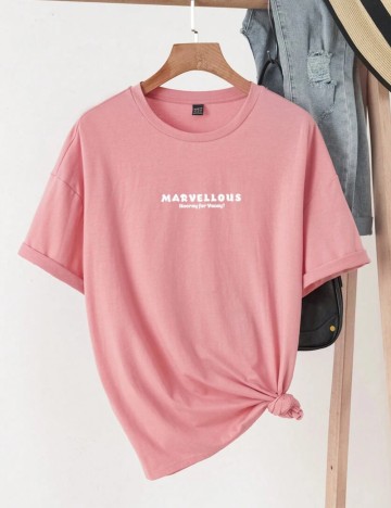 Tricou Shein Curve+, roz