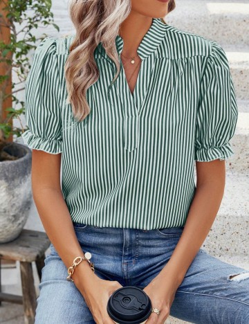 Cămașă cu mânecă scurtă Shein, verde