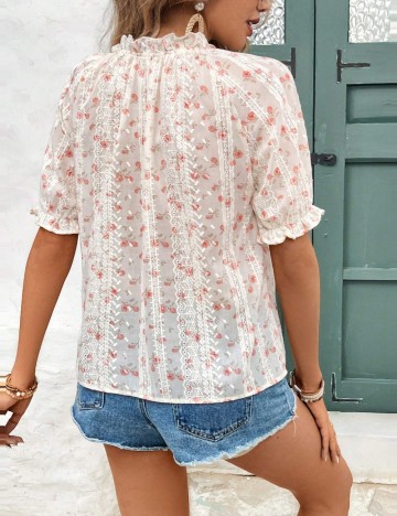 Cămașă cu mânecă scurtă Shein, crem