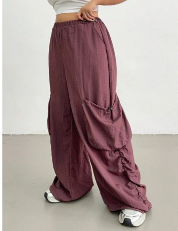 Pantaloni Shein Curve+, maro