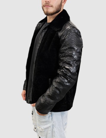 Cojoc din piele naturală Mitron, negru