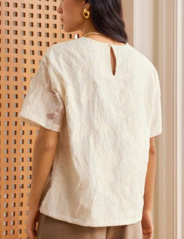 Cămașă cu mânecă scurtă Shein, crem