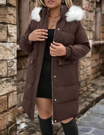 Geacă Shein Curve+, maro