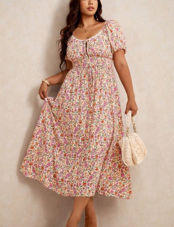 Rochie midi Shein Curve+, mix culori