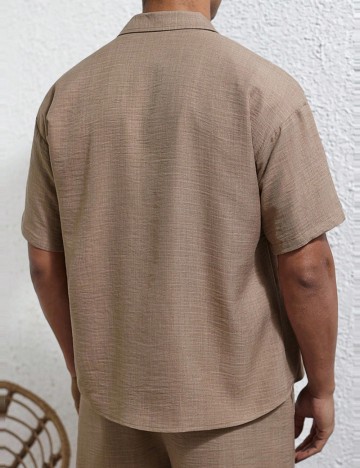 Cămașă cu mânecă scurtă Shein MANFINITY, maro