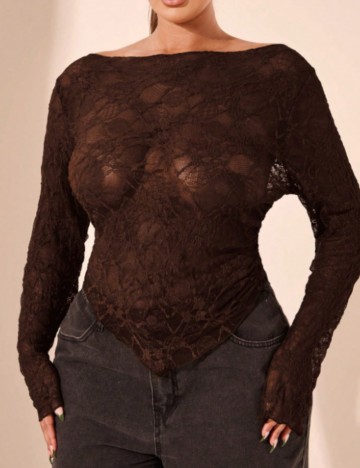 Bluză Shein Curve+, maro