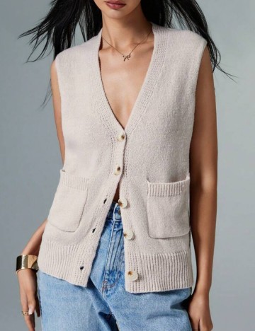 Vestă tricotată Shein, bej