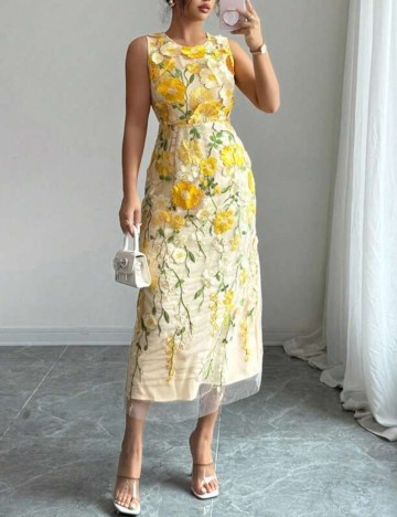 Rochie midi Shein, galben