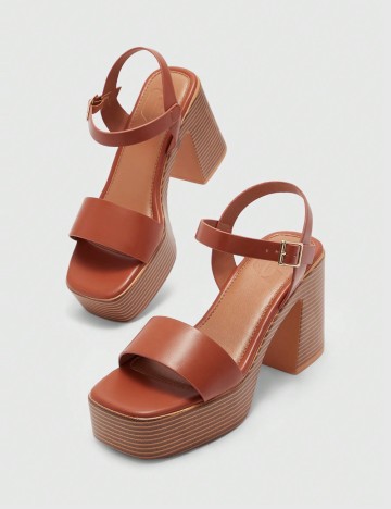 Sandale Cu Toc Shein, maro