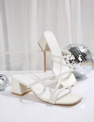 Saboți cu toc Shein, alb