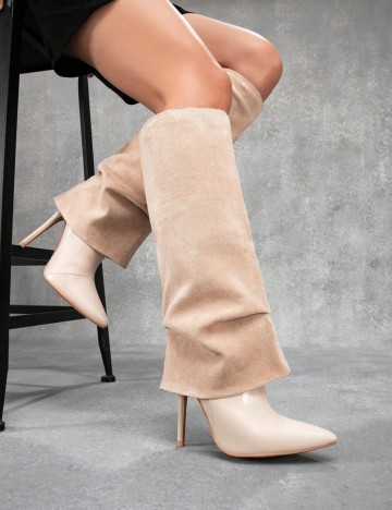 Cizme cu toc Shein CUCCOO, crem