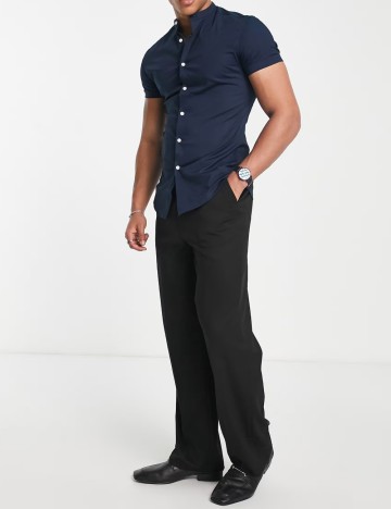 Cămașă cu mânecă scurtă ASOS, albastru