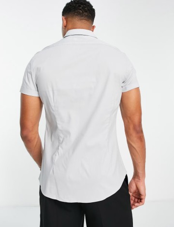 Cămașă cu mânecă scurtă ASOS, gri