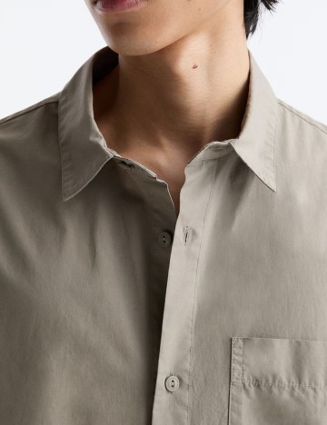 Cămașă cu mânecă scurtă Pull&Bear, bej