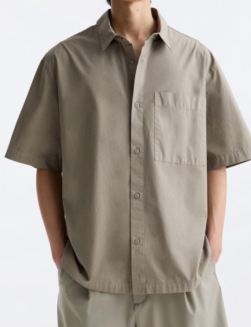 Cămașă cu mânecă scurtă Pull&Bear, bej