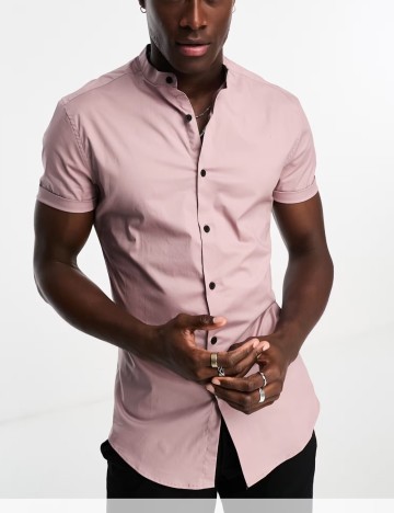 Cămașă cu mânecă scurtă ASOS, roz