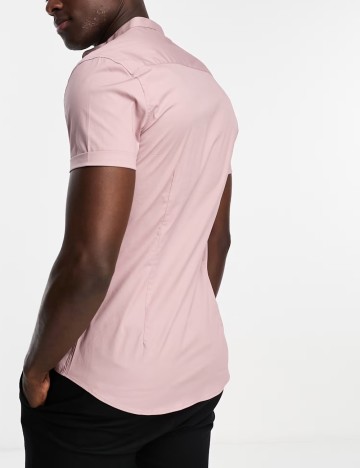 Cămașă cu mânecă scurtă ASOS, roz