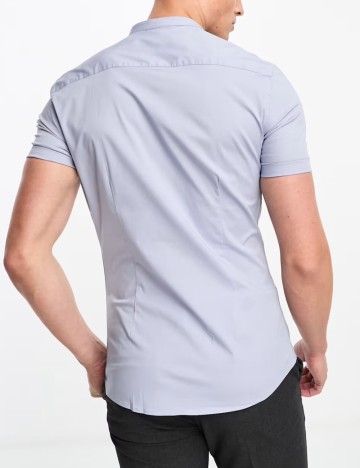 Cămașă cu mânecă scurtă ASOS, albastru