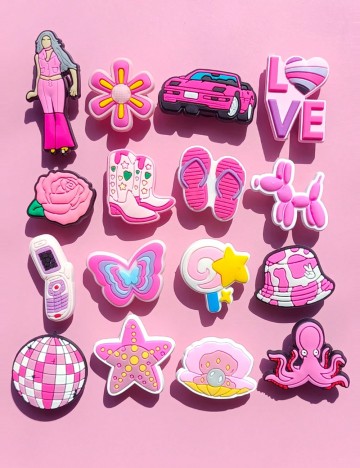 Set accesorii pentru crocs Shein, roz