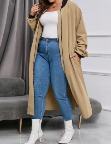 Jachetă lungă Shein Emery Rose, bej