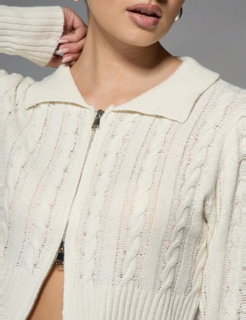 Pulover cu fermoar Shein Missguided, bej