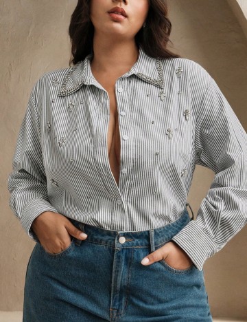 Cămașă Shein Curve+, gri