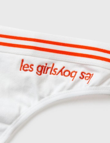 Chiloți Tanga les girls les boys, alb