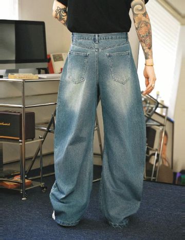 Jeans Shein MANFINITY, albastru